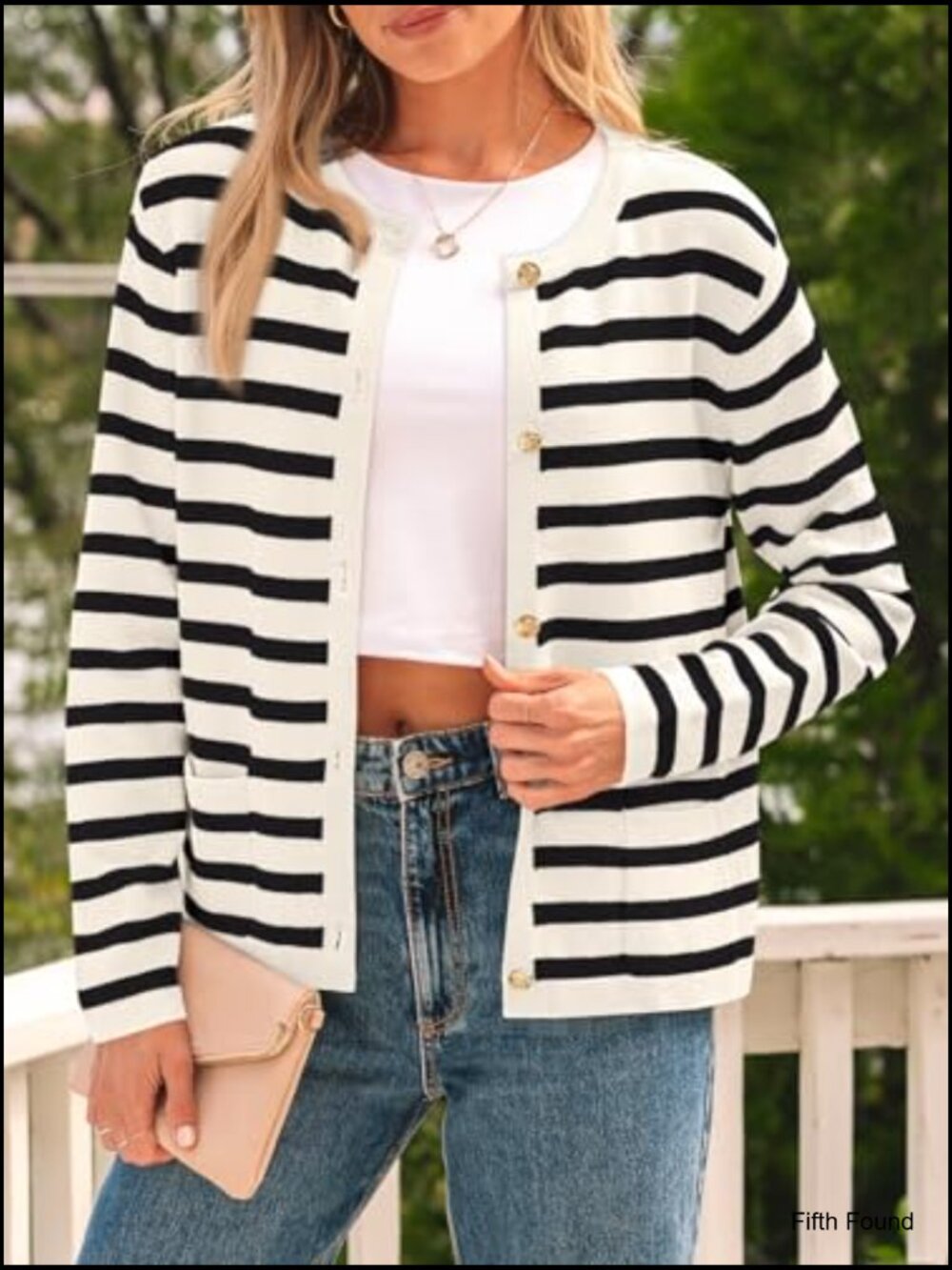 Cropped Cardigan Sweater Lightweight Long Sleeve Crew Neck Button Front - Picture 3 of 7